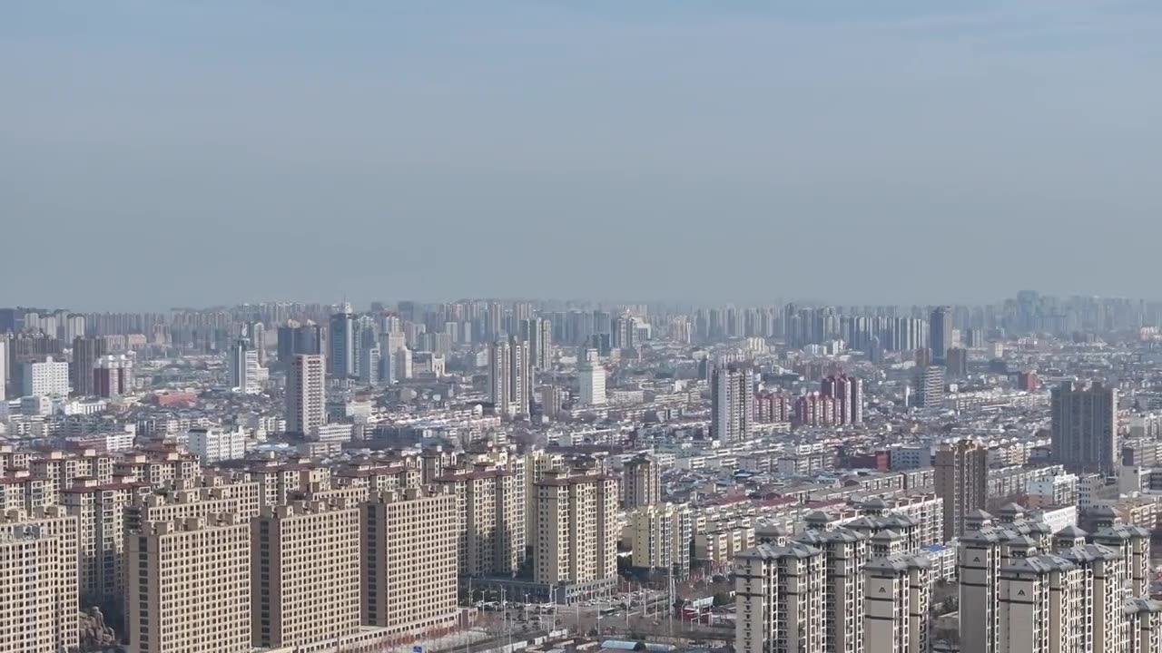 高视角航拍周口城市大场景视频素材