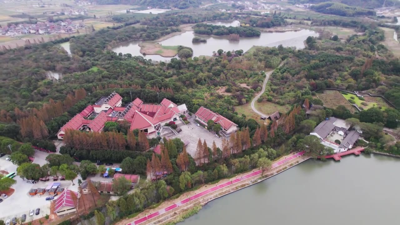 航拍宁波余姚河姆渡遗址博物馆视频素材