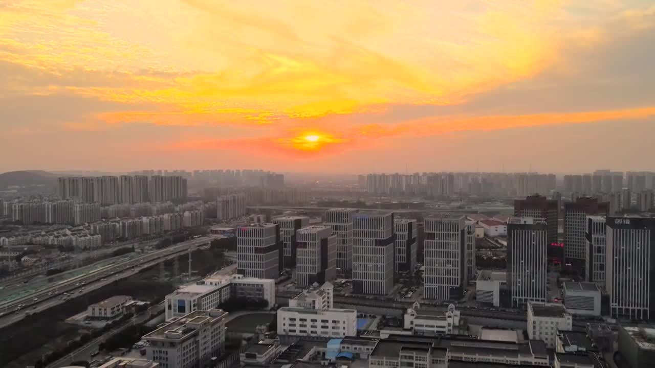 南京软件大道 软件园夕阳原素材视频素材