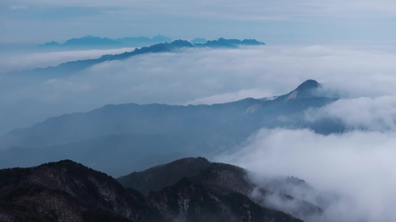 平顶山尧山雪后云海视频素材