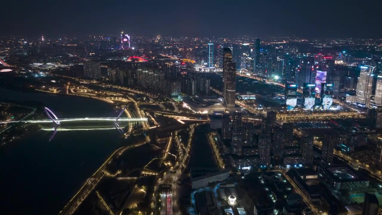 【4K无水印】南京河西夜景延时视频素材