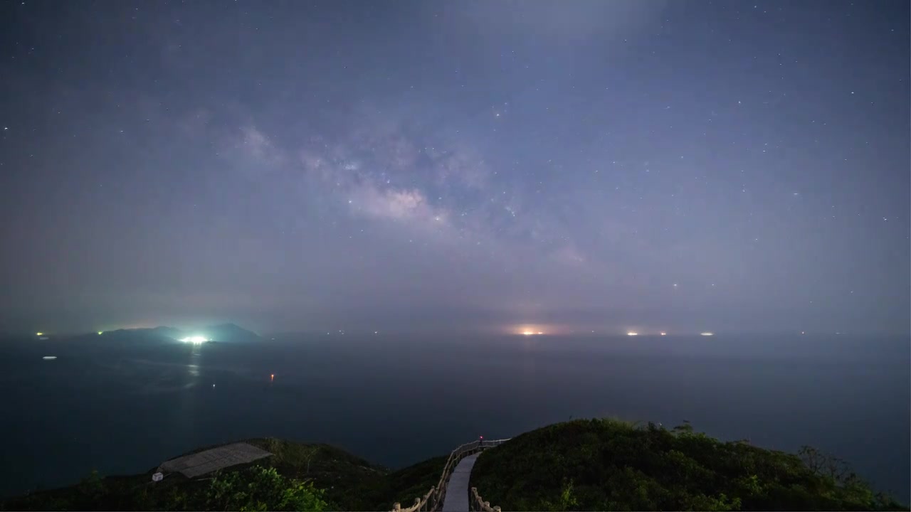 深圳天文台海面星空银河延时摄影素材视频素材