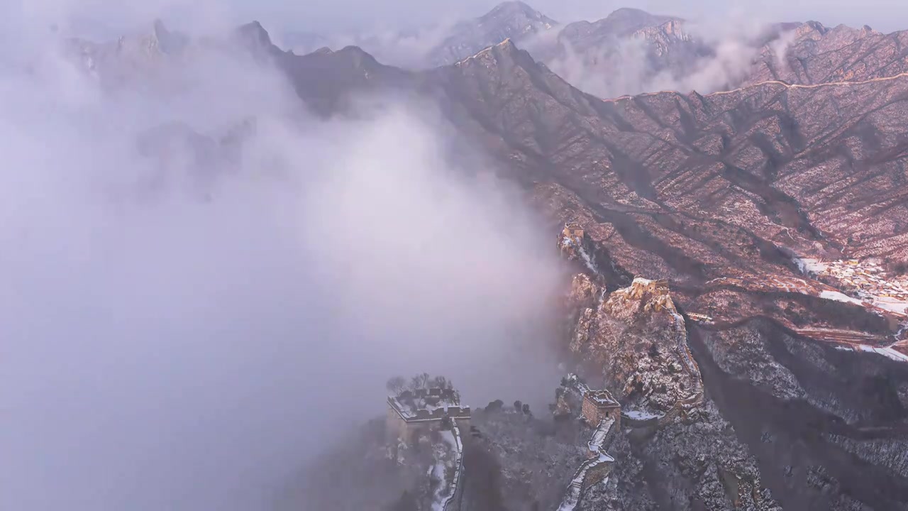 北京长城平流雾光影延时摄影视频素材