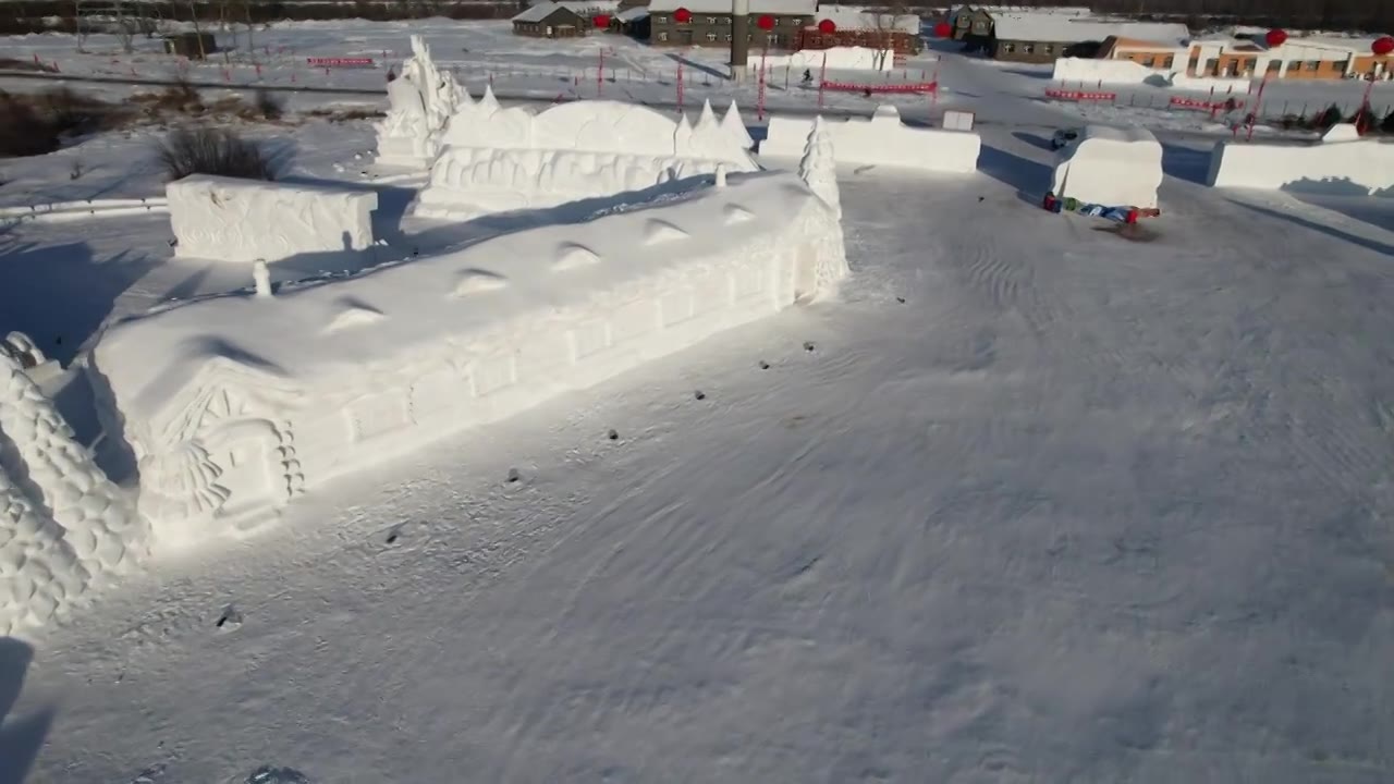 呼伦贝尔根河冷极村雪雕公园视频素材