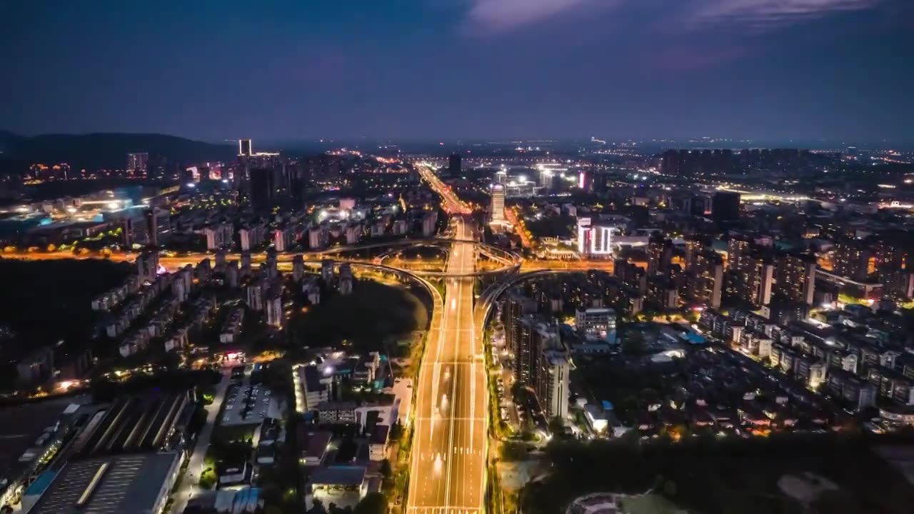 南京江北新区浦泗立交夜景延时视频素材