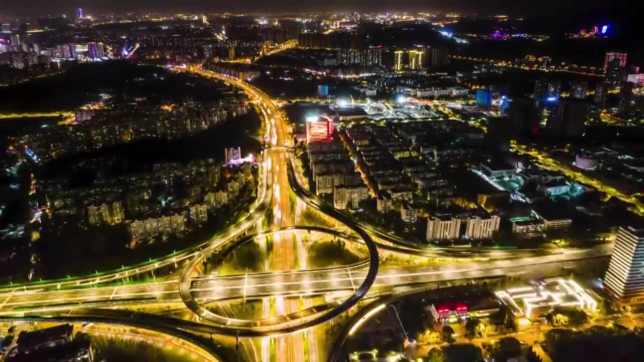 南京江北新区浦泗立交夜景延时视频素材