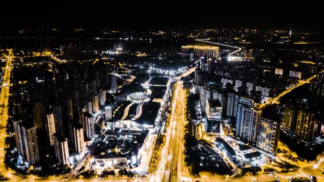 南京江北新区弘阳广场夜景延时视频素材