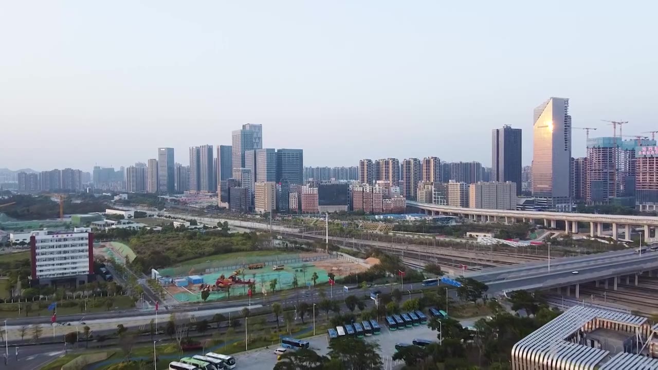 航拍广东省深圳市龙华区城区风光视频素材