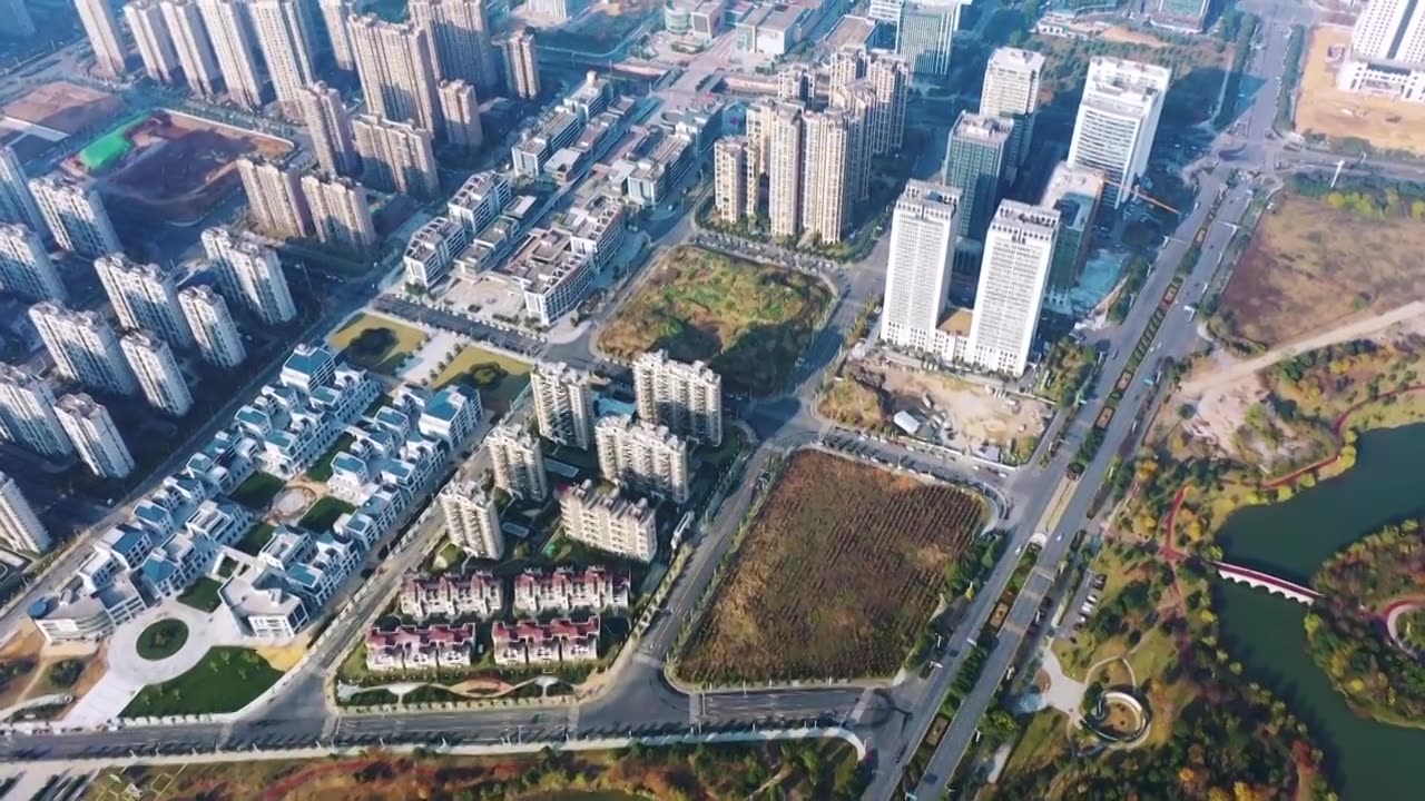 航拍江西省吉安市城南新区建筑群视频素材