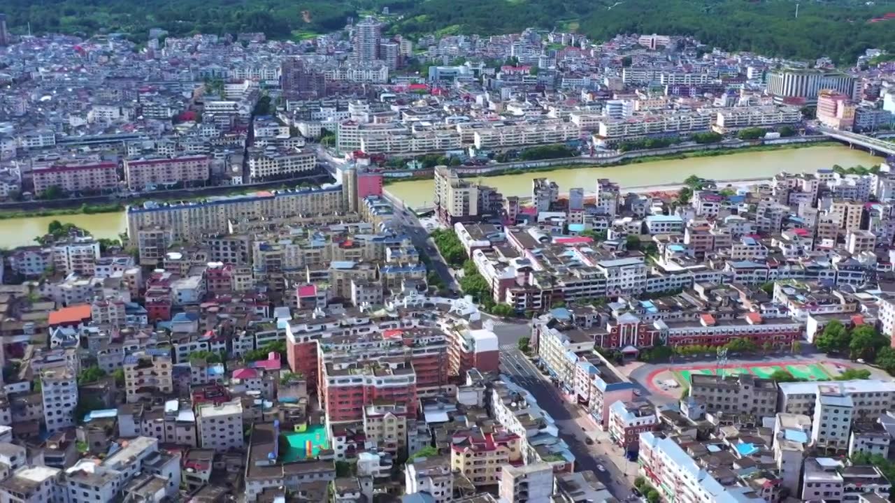 航拍江西遂川老城区街景风光视频素材