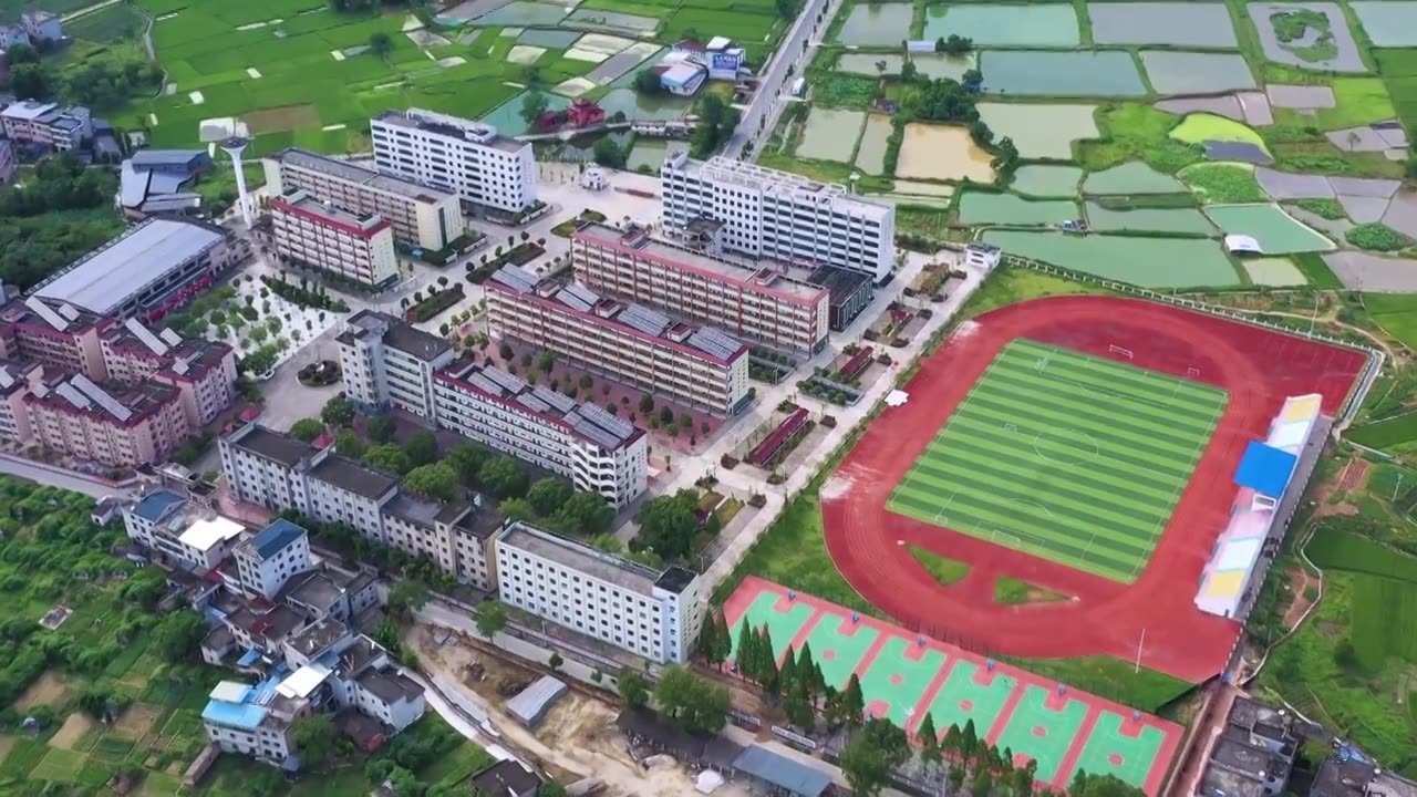 多角度航拍江西省遂川第二中学视频素材