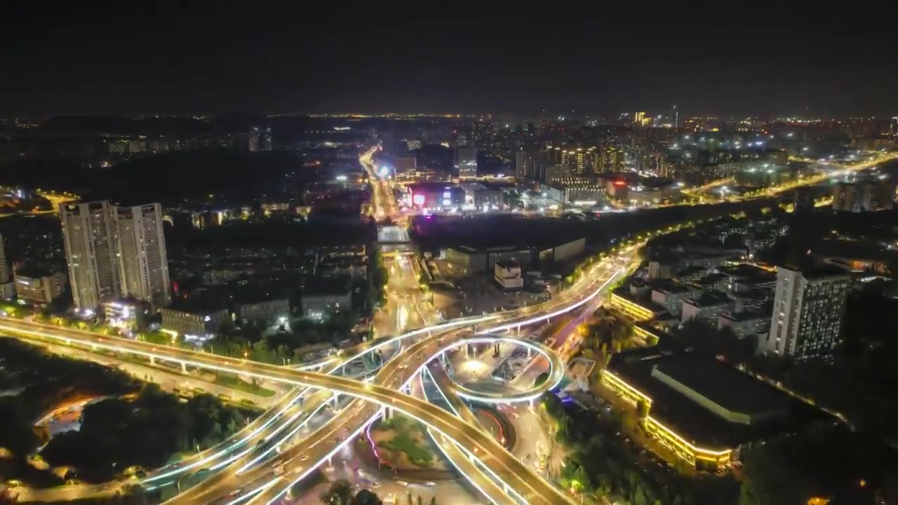 南京新庄立交夜景车流延时视频素材