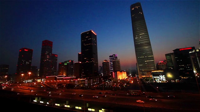 国贸的高层建筑夜景180度视频素材