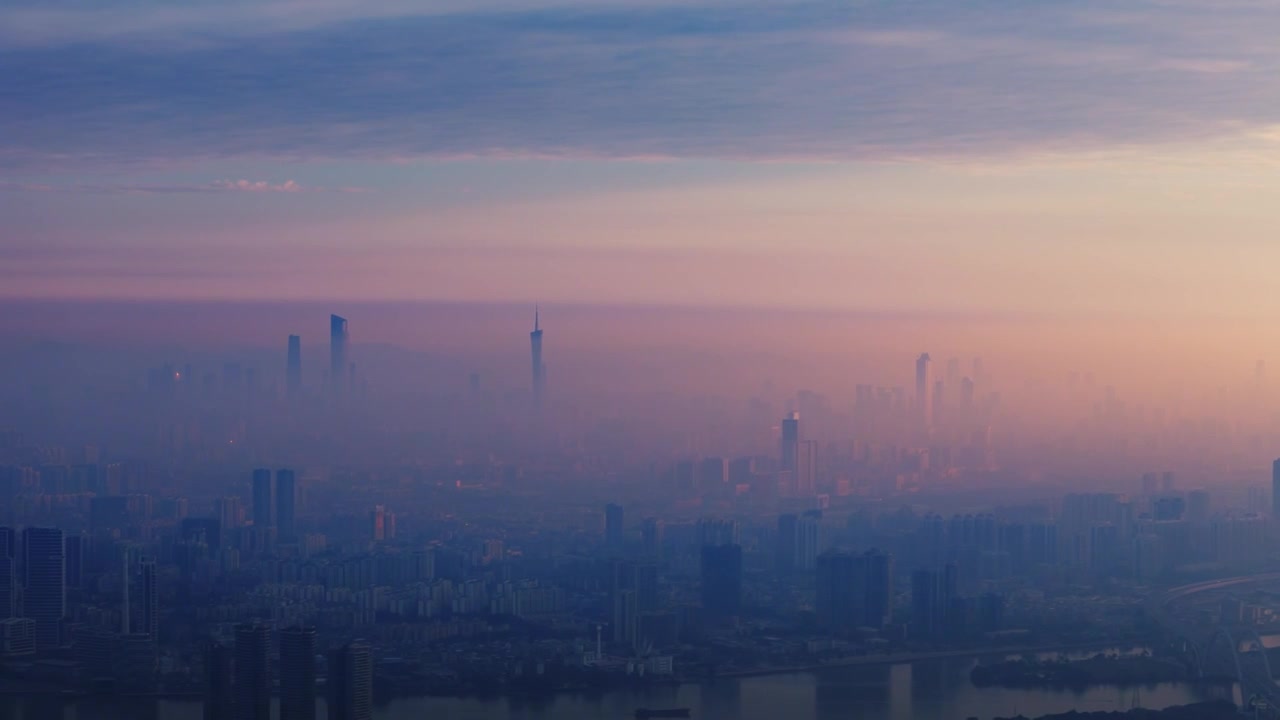 广州日出平流雾航拍视频素材