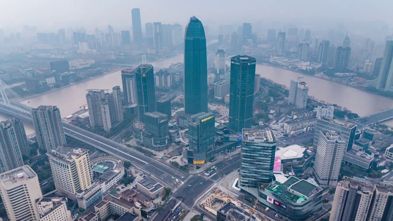 中国浙江宁波城市风景航拍延时摄影视频素材