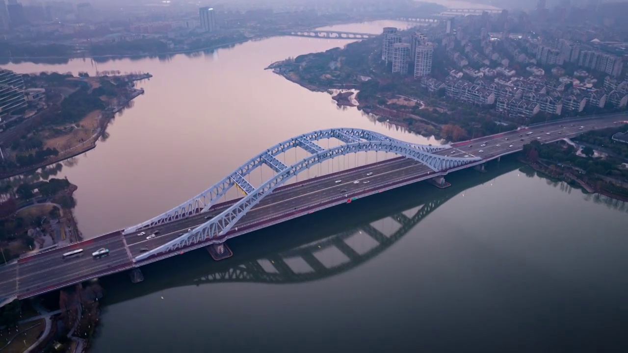 中国浙江宁波城市风景航拍延时摄影视频素材