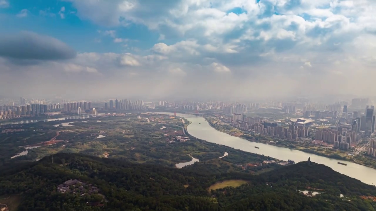 广西南宁青秀山邕江城市风景建筑航拍视频素材