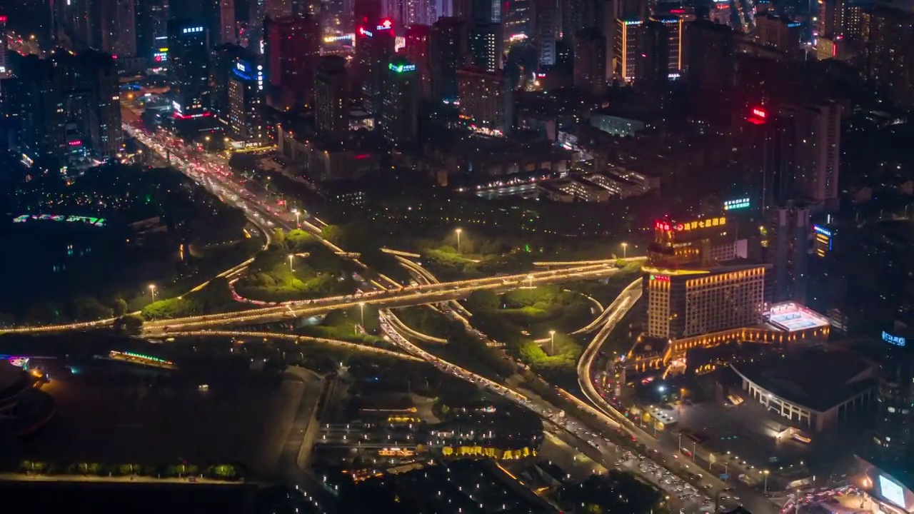 广西南宁青秀区竹溪立交桥城市夜景航拍视频素材