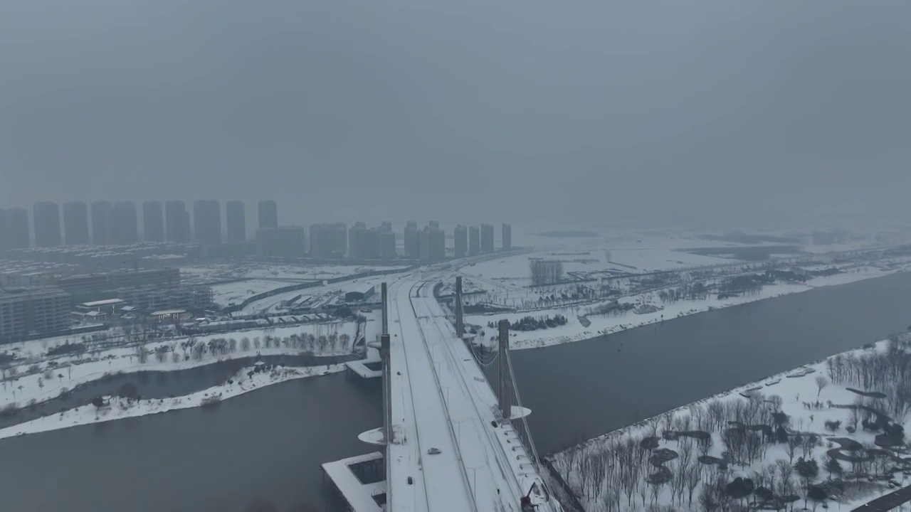 周口七一路桥雪景视频素材