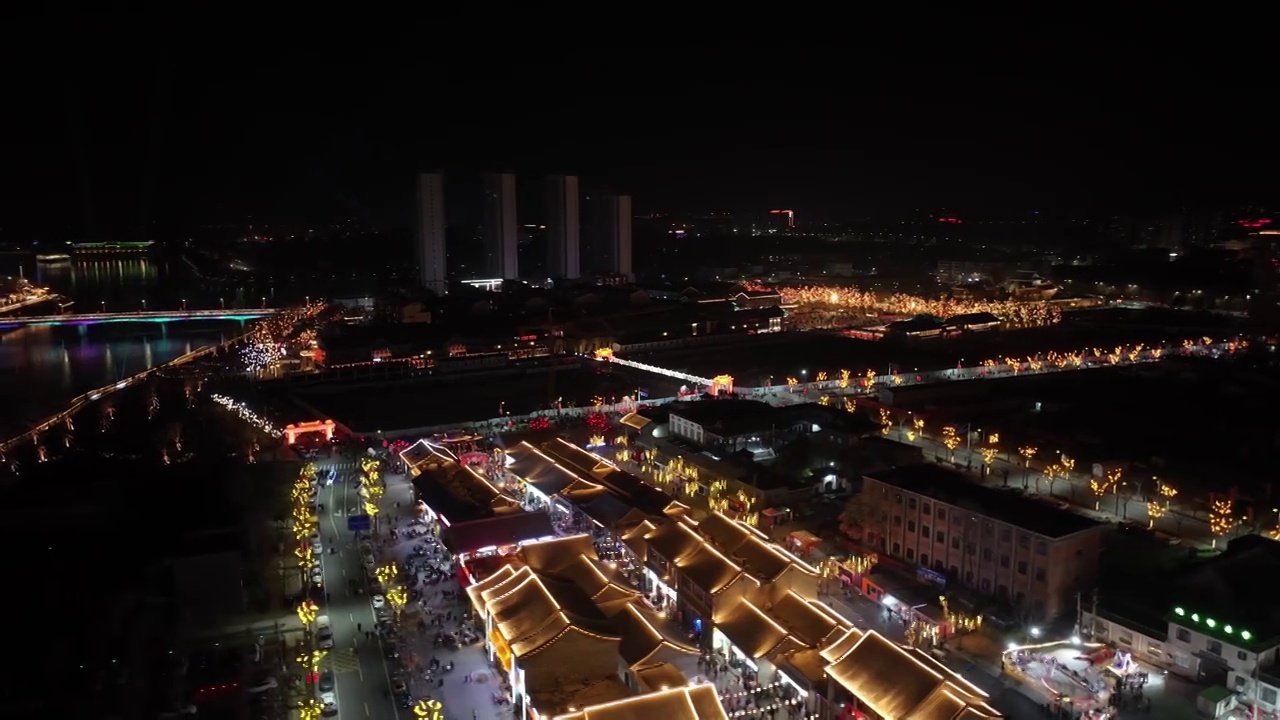 周口关帝老街商业街新年夜景视频素材