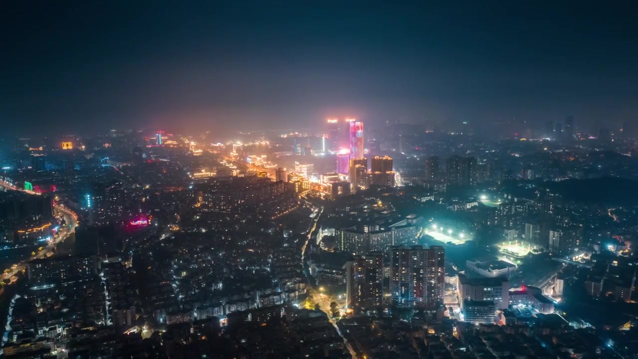 广东省中山市城市夜景航拍视频素材