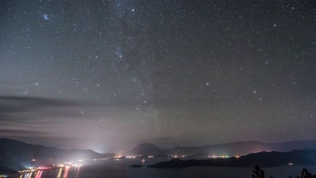 泸沽湖星空视频素材