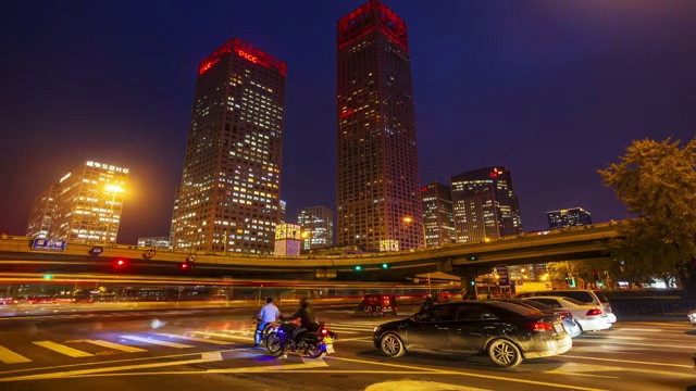 北京CBD地区日转夜景观视频素材