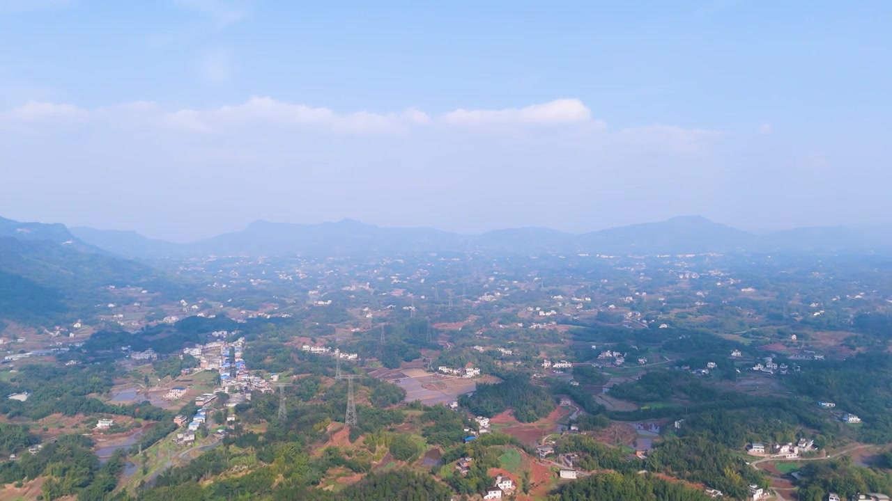 电力电网国家电网高压电塔供电发电蓝天白云云海视频素材