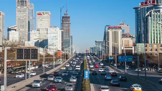 北京CBD地区景观（镜头拉升）视频素材