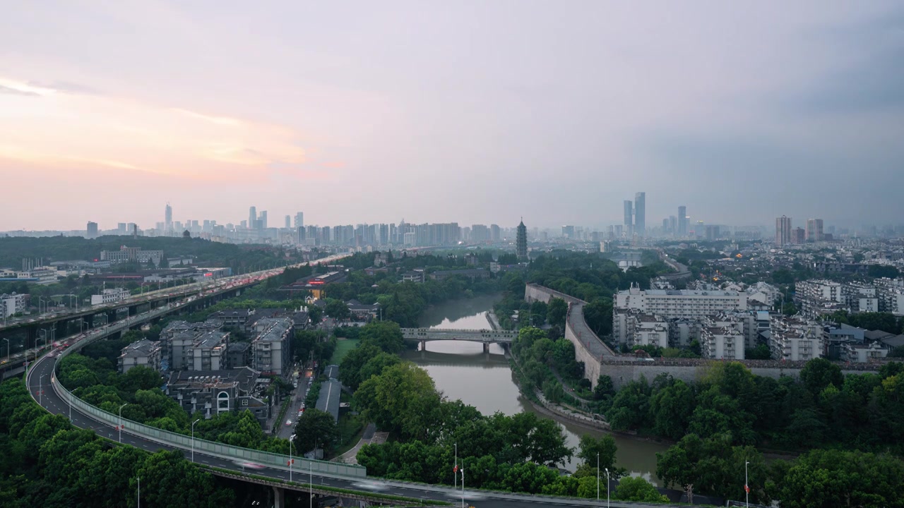 南京市中心日转夜延时视频素材