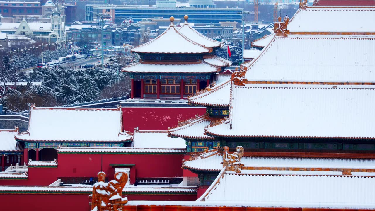 北京故宫紫禁城雪景视频素材