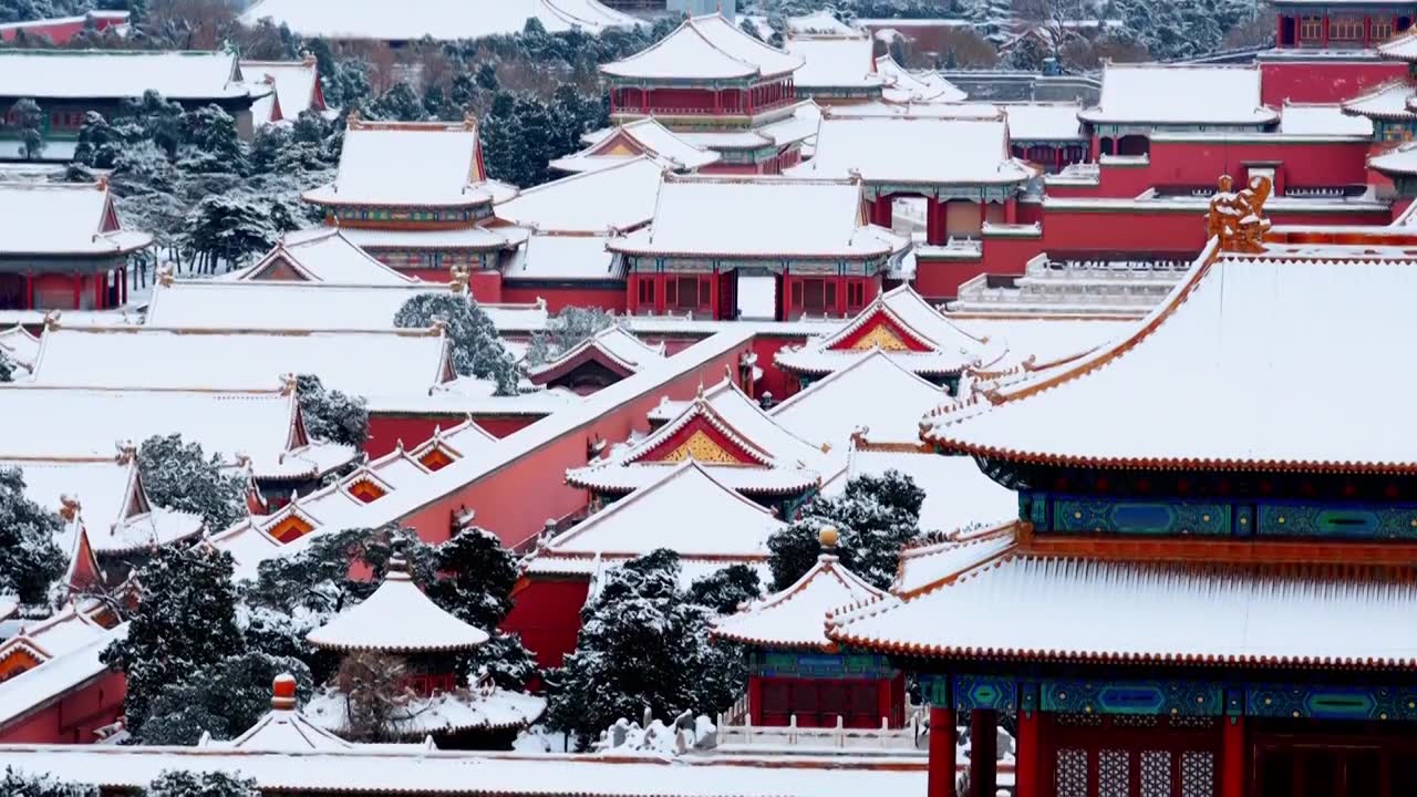 北京故宫紫禁城雪景视频素材