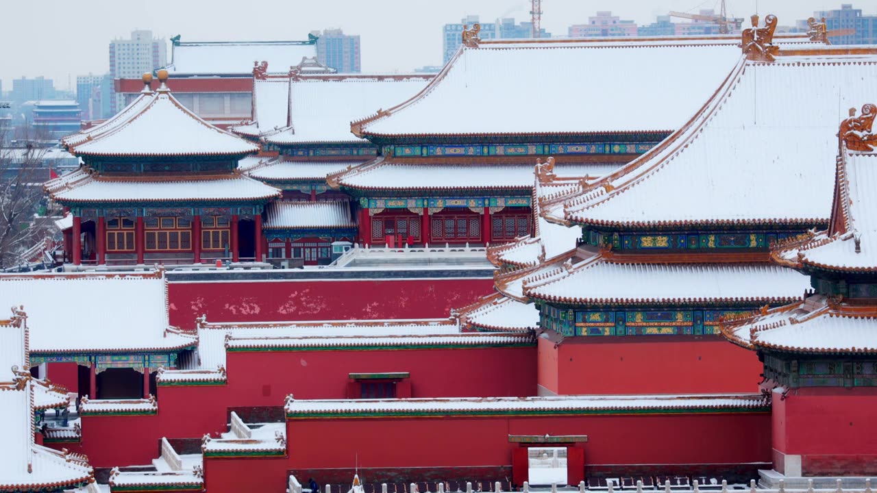 北京故宫紫禁城雪景视频素材