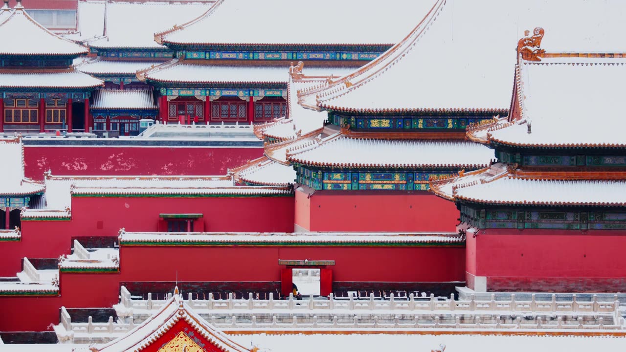 北京故宫紫禁城雪景视频素材