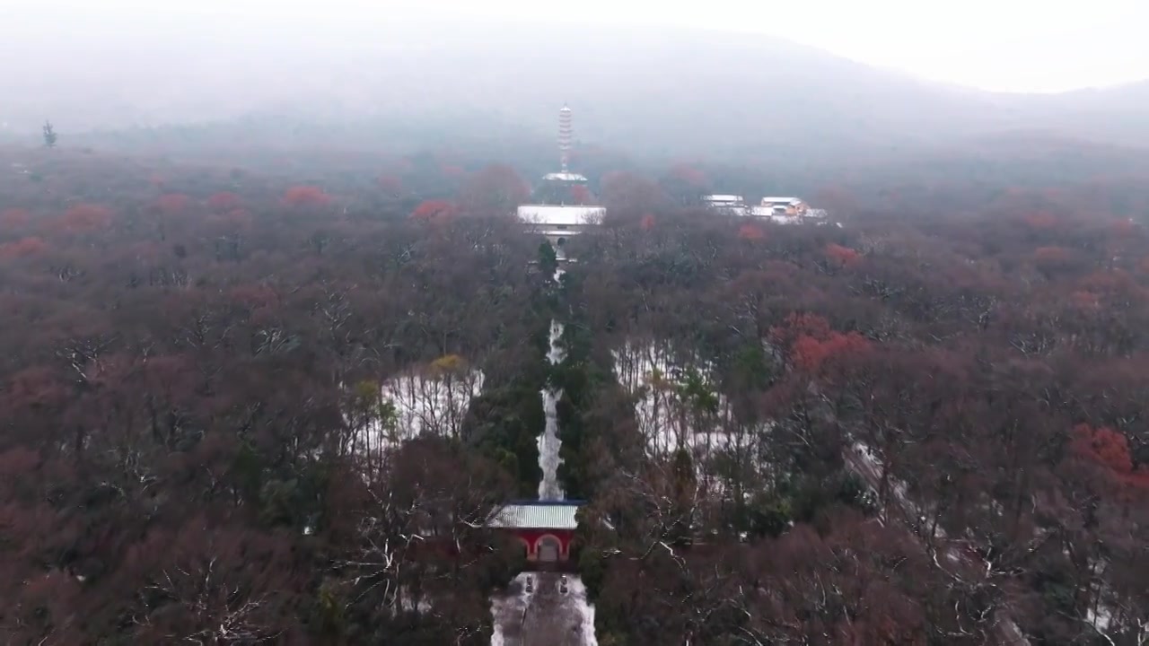 雪后的南京灵谷寺视频素材