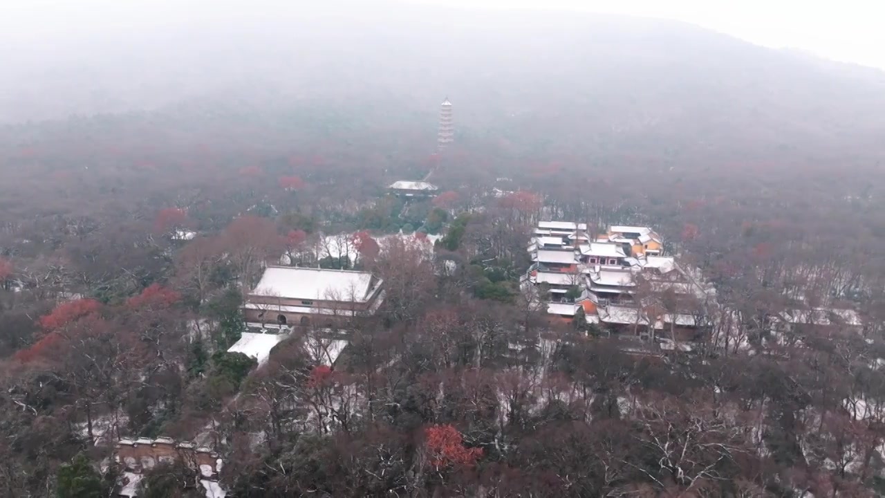 雪后的南京灵谷寺视频素材