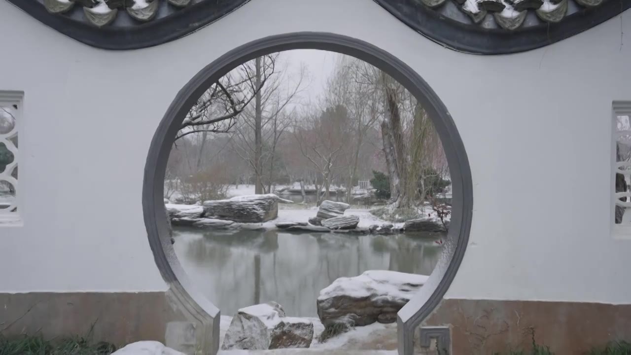 南京梅花山，梅花，博爱阁，雪中梅花山，神道，明孝陵，下雪，红楼，雪中明孝陵视频素材