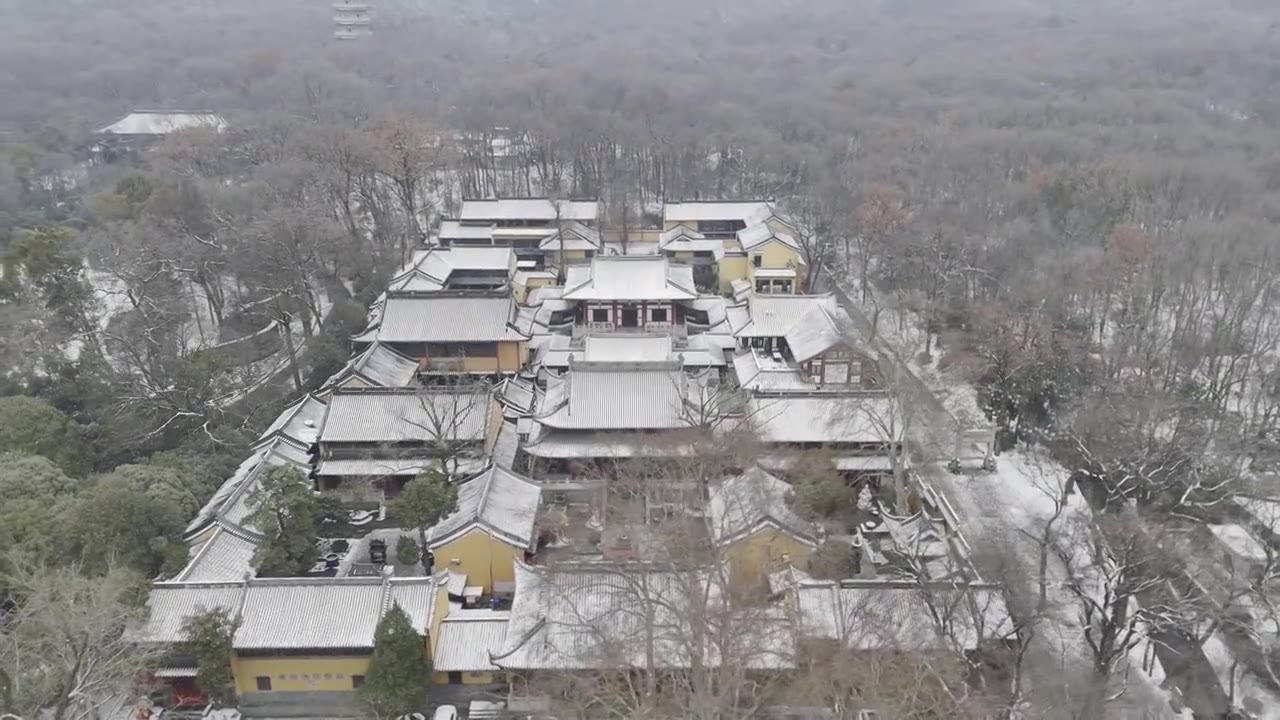 南京灵谷寺雪景视频素材