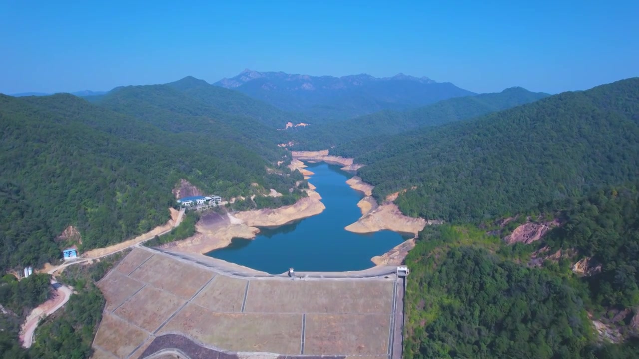 蕉岭县黄竹坪水库航拍视频素材