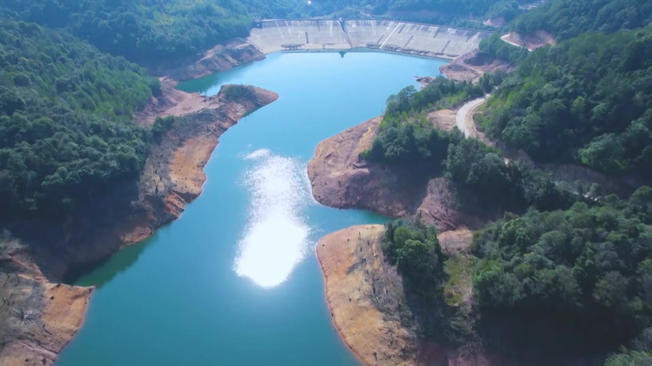 蕉岭县黄竹坪水库航拍视频素材