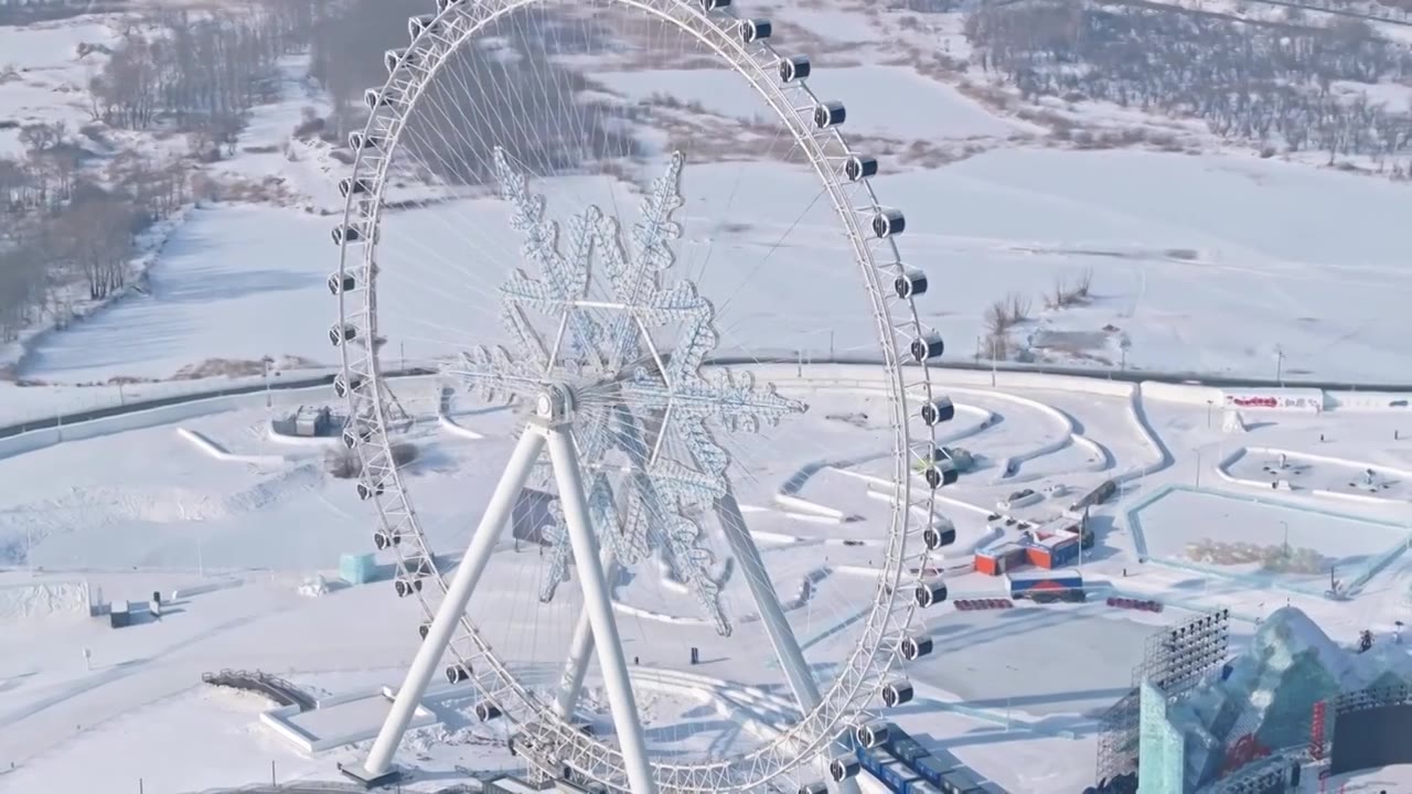 哈尔滨冰雪大世界航拍视频素材