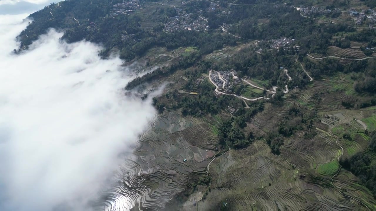 航拍撤玛坝梯田视频素材