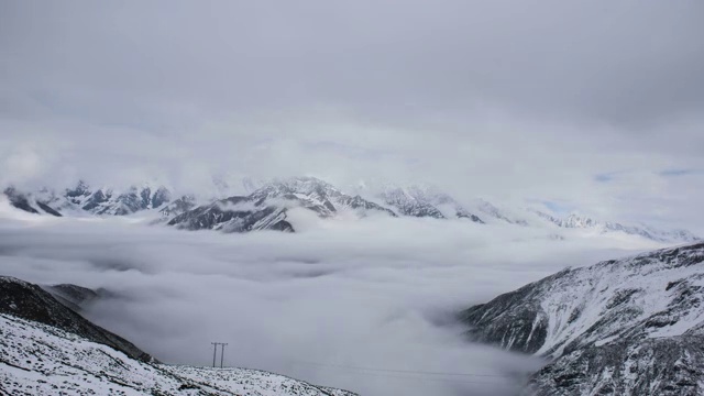 高原雪山延时摄影视频素材