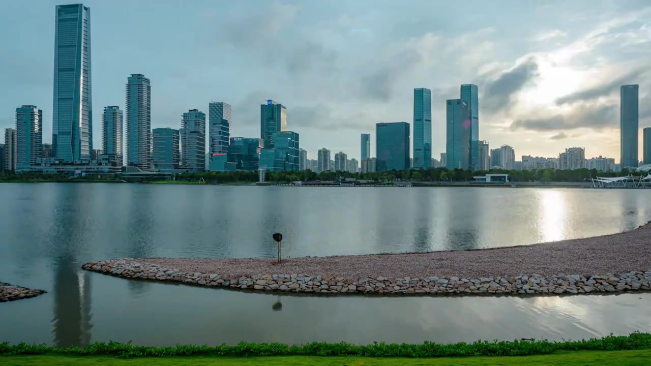 深圳人才公园滨海CBD摩天大楼地标建筑视频素材