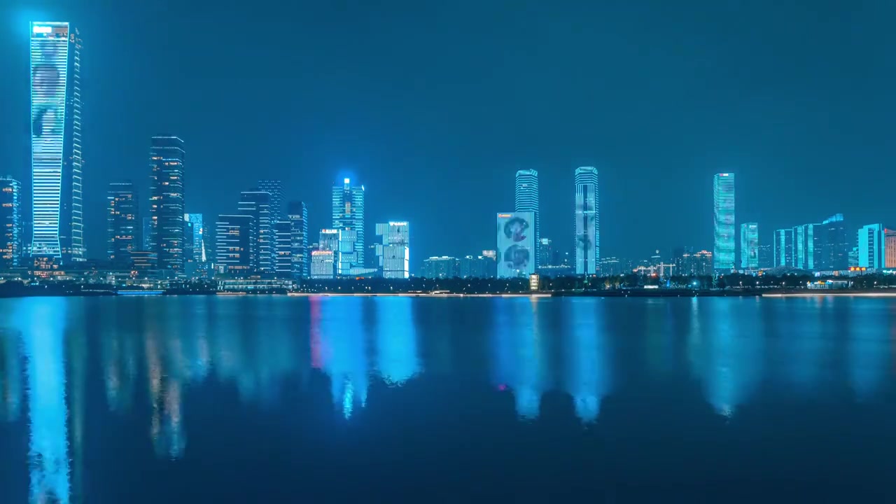 深圳人才公园滨海CBD摩天大楼建筑夜景视频素材