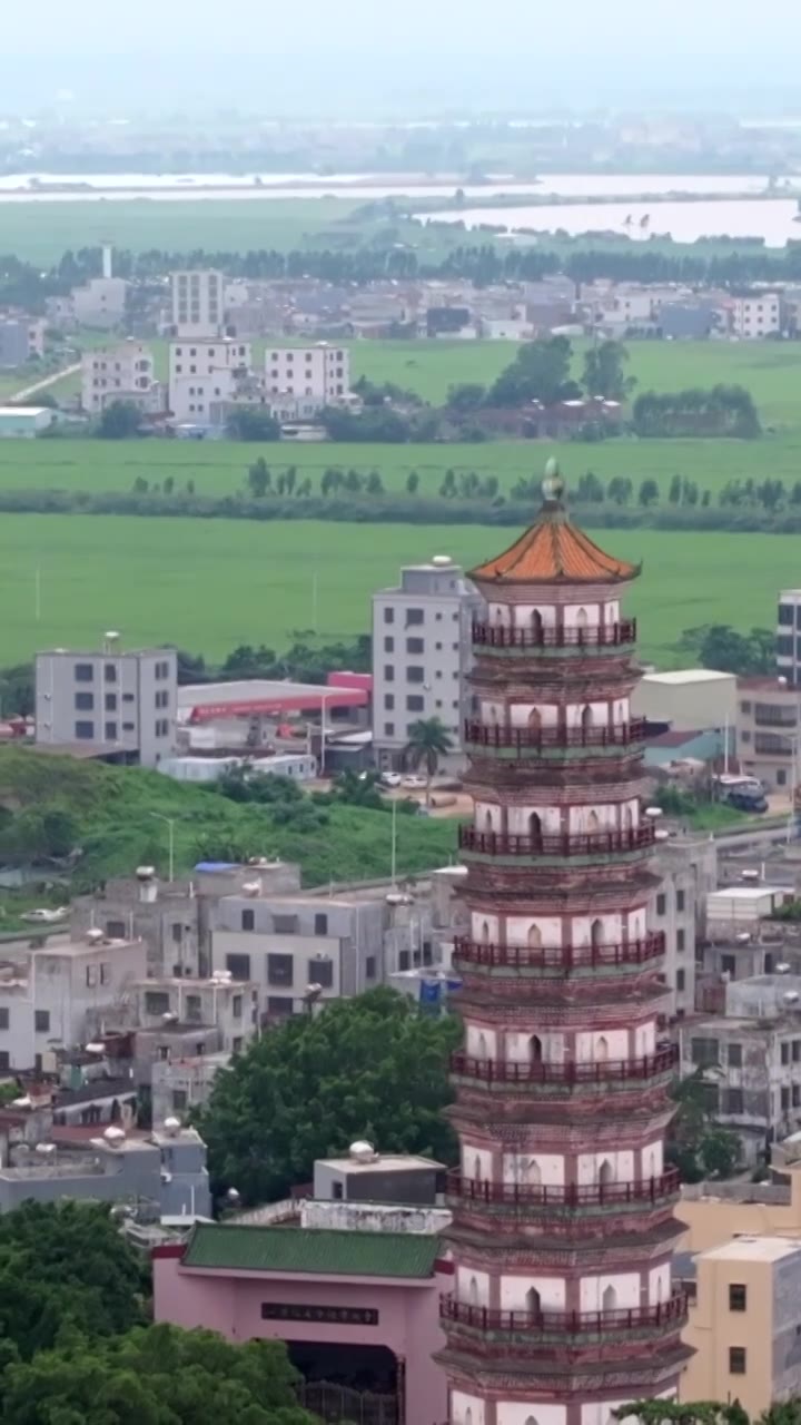 湛江市雷州市三元塔航拍视频素材