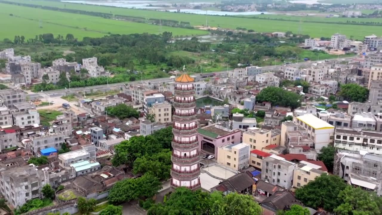 湛江市雷州市三元塔航拍视频素材