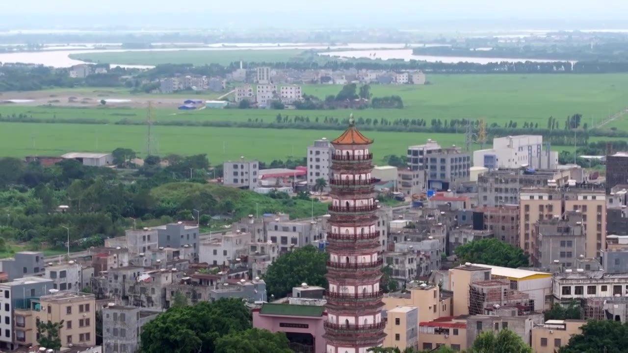 湛江市雷州市三元塔航拍视频素材