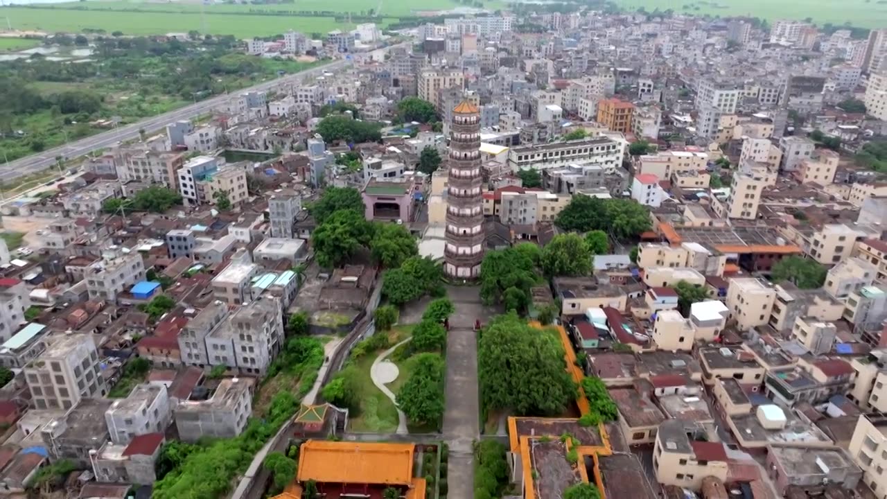 湛江市雷州市三元塔航拍视频素材