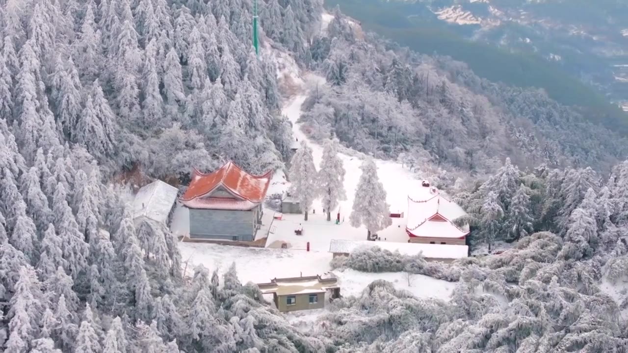 湖南岳阳大云山森林公园雪景视频素材